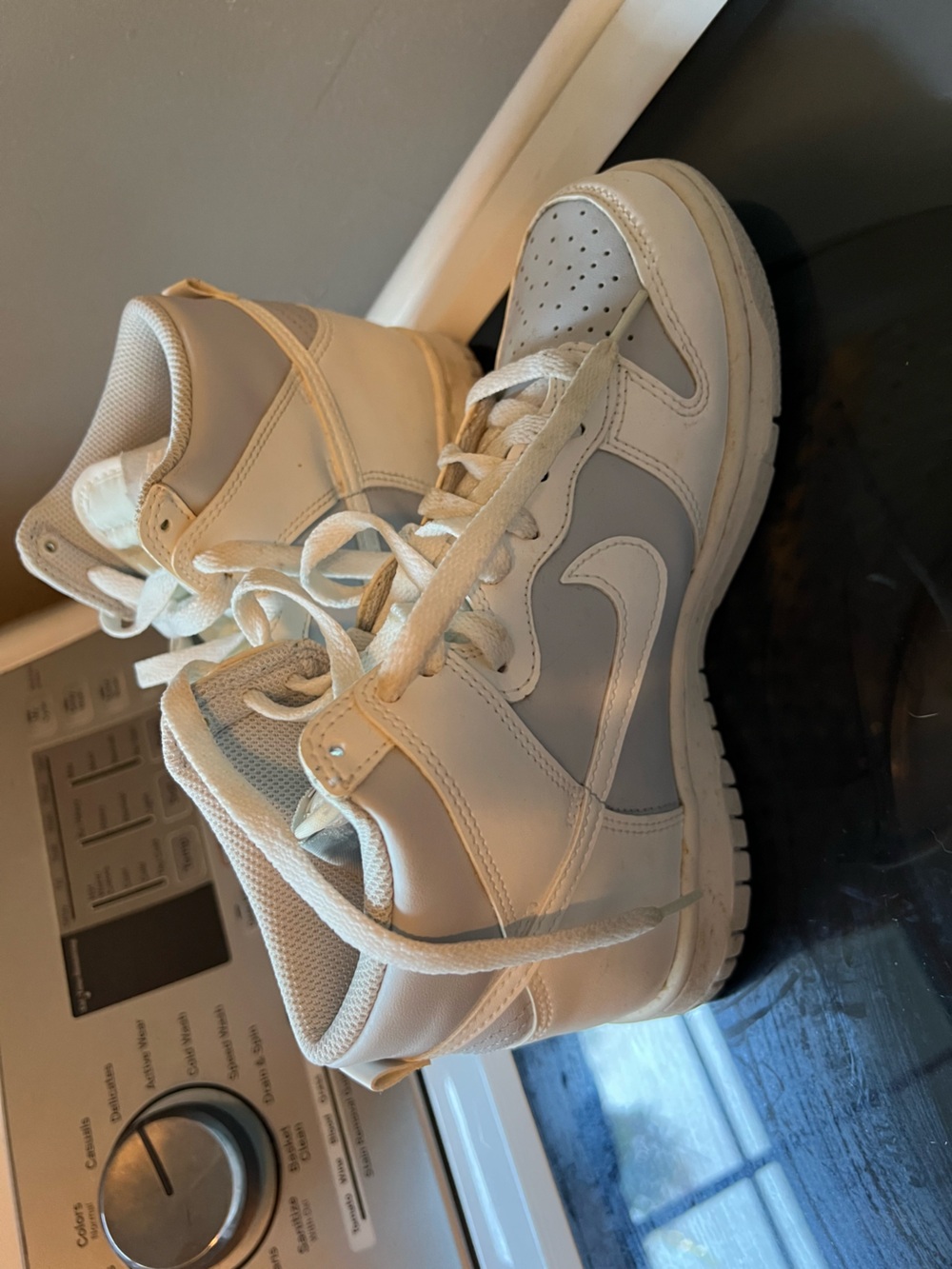 Nike Kids White and Light Gray High-Top Sneakers